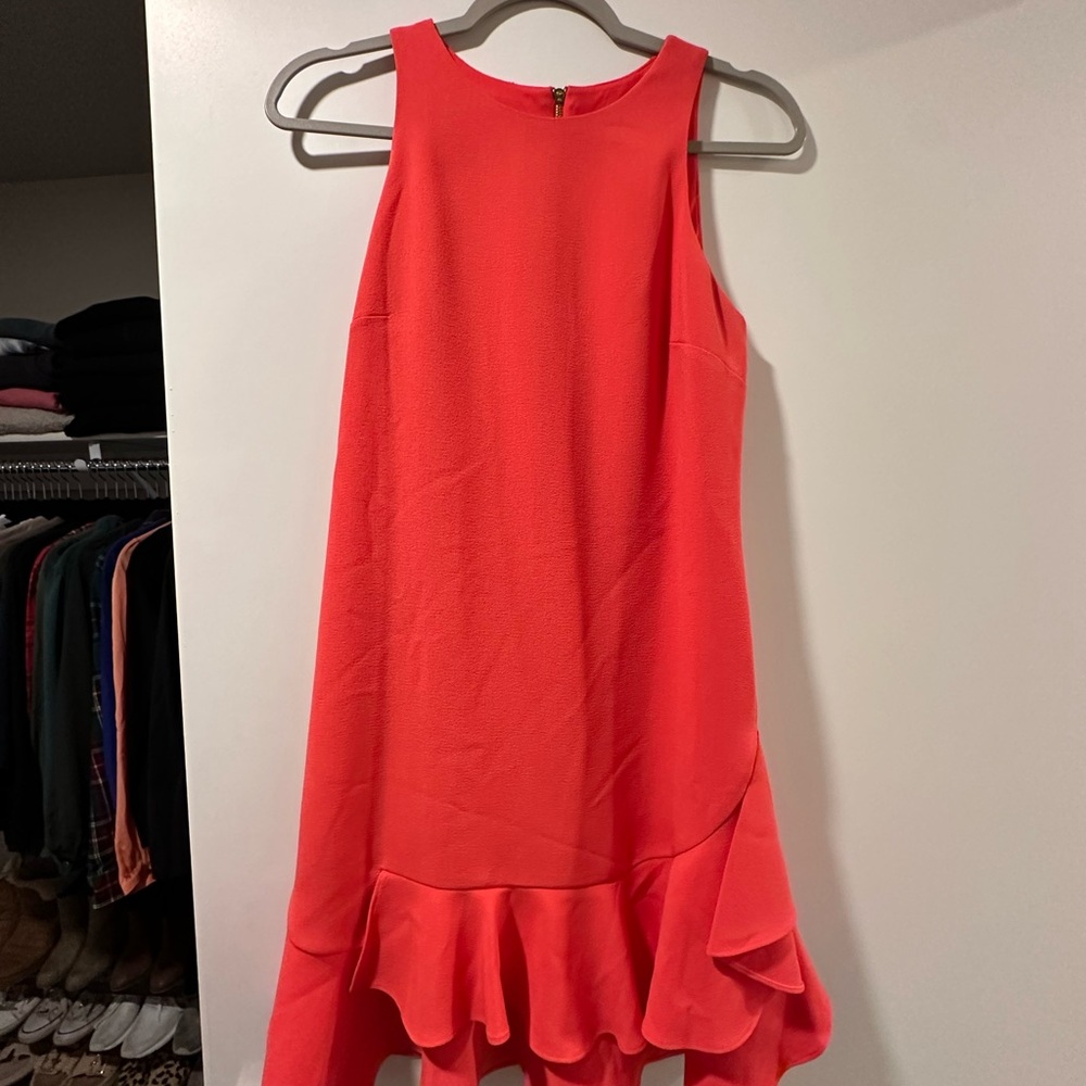 Elegant Coral Sleeveless Dress